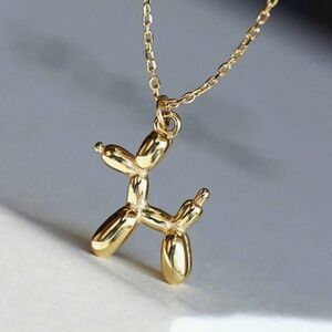 14k Gold Plated Balloon Dog Necklace with Stainless Steel Chain